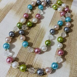 Elegant Multicolor Faux Pearl Necklace - Women Jewelry